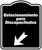 Estacionamiento para Discapacitados Spanish Black Sign Arrow Down Left Aluminum Composite Sign 8.5 x 10 inches