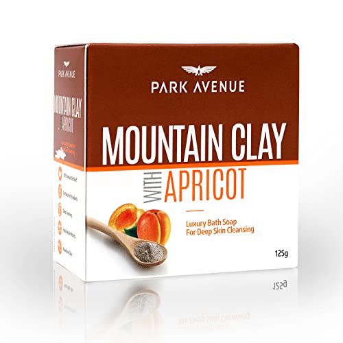 Park Avenue Mountain Clay with Apricot Luxury Soap for Deep Cleanse & Gentle Exfoliation, Removes Blemishes & Absorbs Excess Oil, No Suphates & Parabens, 125gm