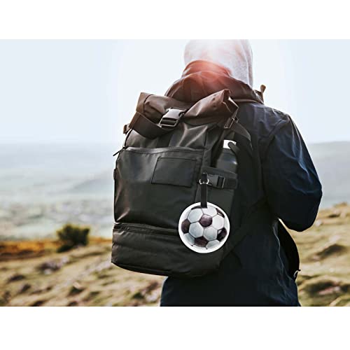 TKS MITLAN 1 Pack Football PU Leather Travel Cruise Luggage Tag Watercolor Ball Soccer Team Game Symbol Baggage Bag Backpack Instrument with Privacy Flap Name ID Label Suitcase(Round)4