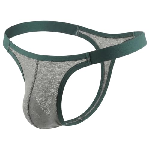 GNFVQLLE Mens Thong Sexy Underwear Naughty G String Male Mesh Lingerie Grey
