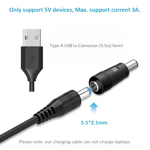 Belker Universal 5V DC 5.5 2.1mm Jack Charging Cable Power Cord, USB to DC Power Cable with 14 Interchangeable Plugs Connectors Adapters Compatible with 5V Devices Max Support 3A