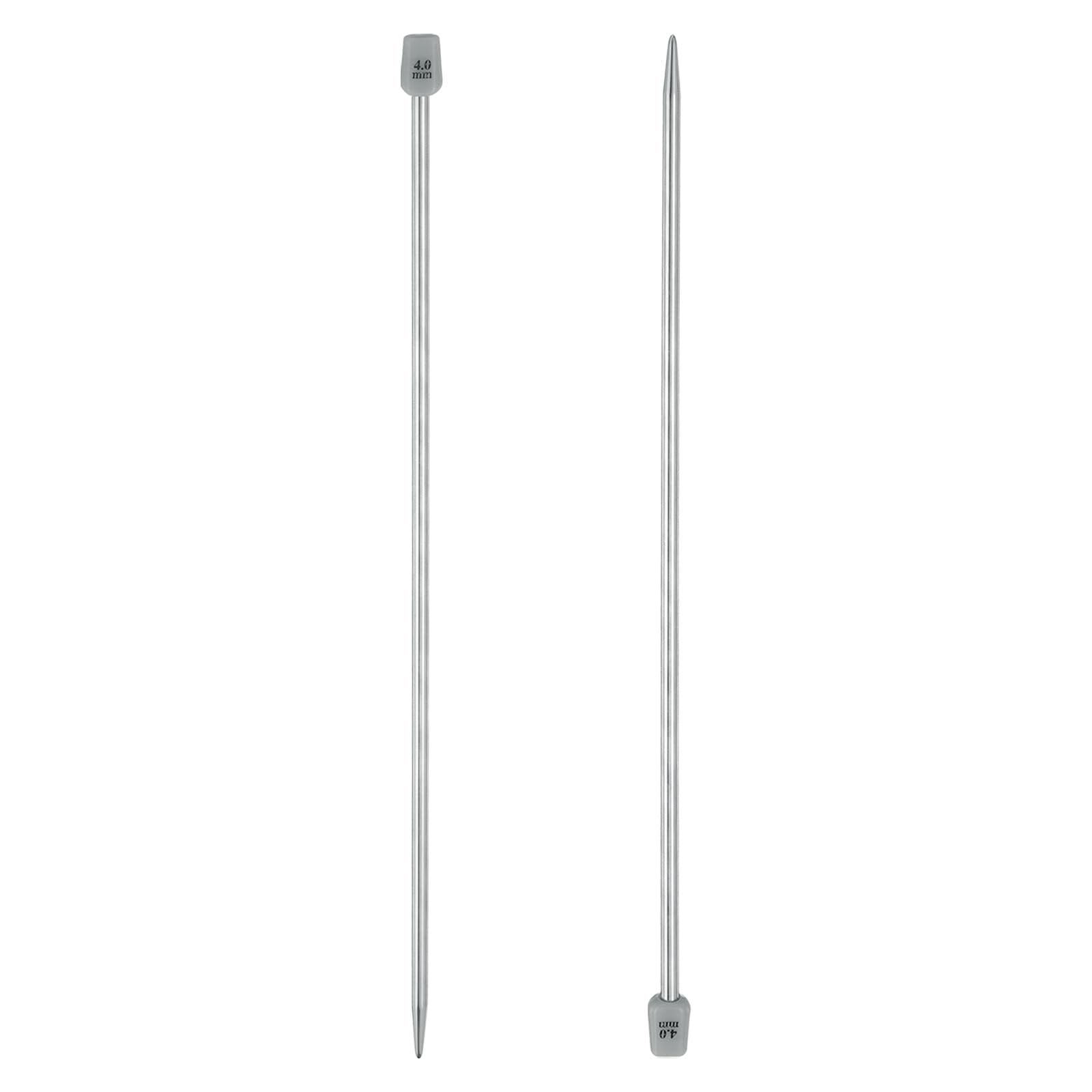 sourcing map 2Pcs 4mm(G) Single Pointed Knitting Needles Stainless Steel 9.84 Inches Length Metal Weaving Tool for Handmade Projects DIY Knitting