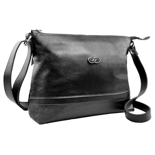 Bolsa Transversal RAVELLO em Couro (Preto)