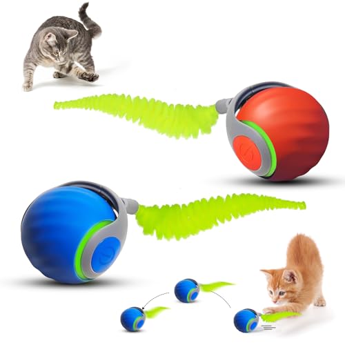 Petrendy 2Pcs Interactive Cat Toy 2.0, Automatic Moving Cat Ball