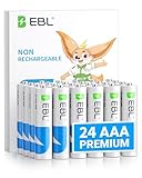 EBL AAA Batteries 24 Pack, 1.5V Alkaline Triple A Batteries, Long-Lasting Alkaline Power for All Your Devices, 10-Year Shelf Life Non-Rechargeable