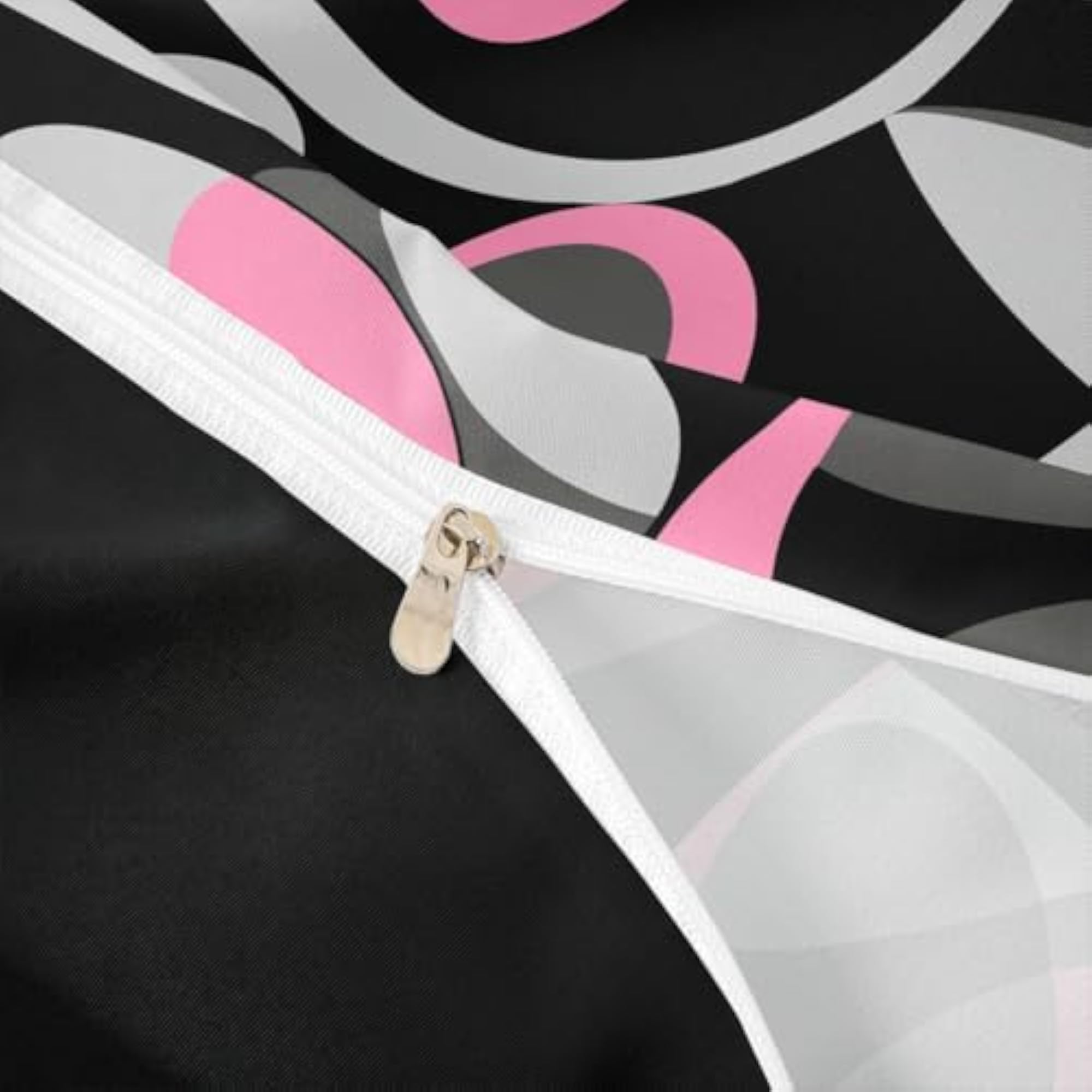Pink Grey and Black Comforter Cover Bedding Set, Modern Abstract Art