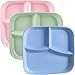 Orrdiffi 3pcs divisa piastra 3 compartimenti piastre di plastica riutilizzabili a microonde e lavastoviglie per piastre per la cena senza grazia piastre per adulti (multicolore)
