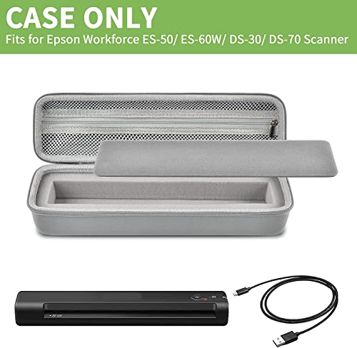 Alkoo Case Compatible With Epson Workforce Es-50/ Es-60W/ Es-55R/ Es-65Wr/ Ds-30/ Ds-70/ Ds-80W Portable Sheet-Fed Document Scanner, Storage For Epson Scanner For Pc And Mac- Grey (Box Only) #TOP1