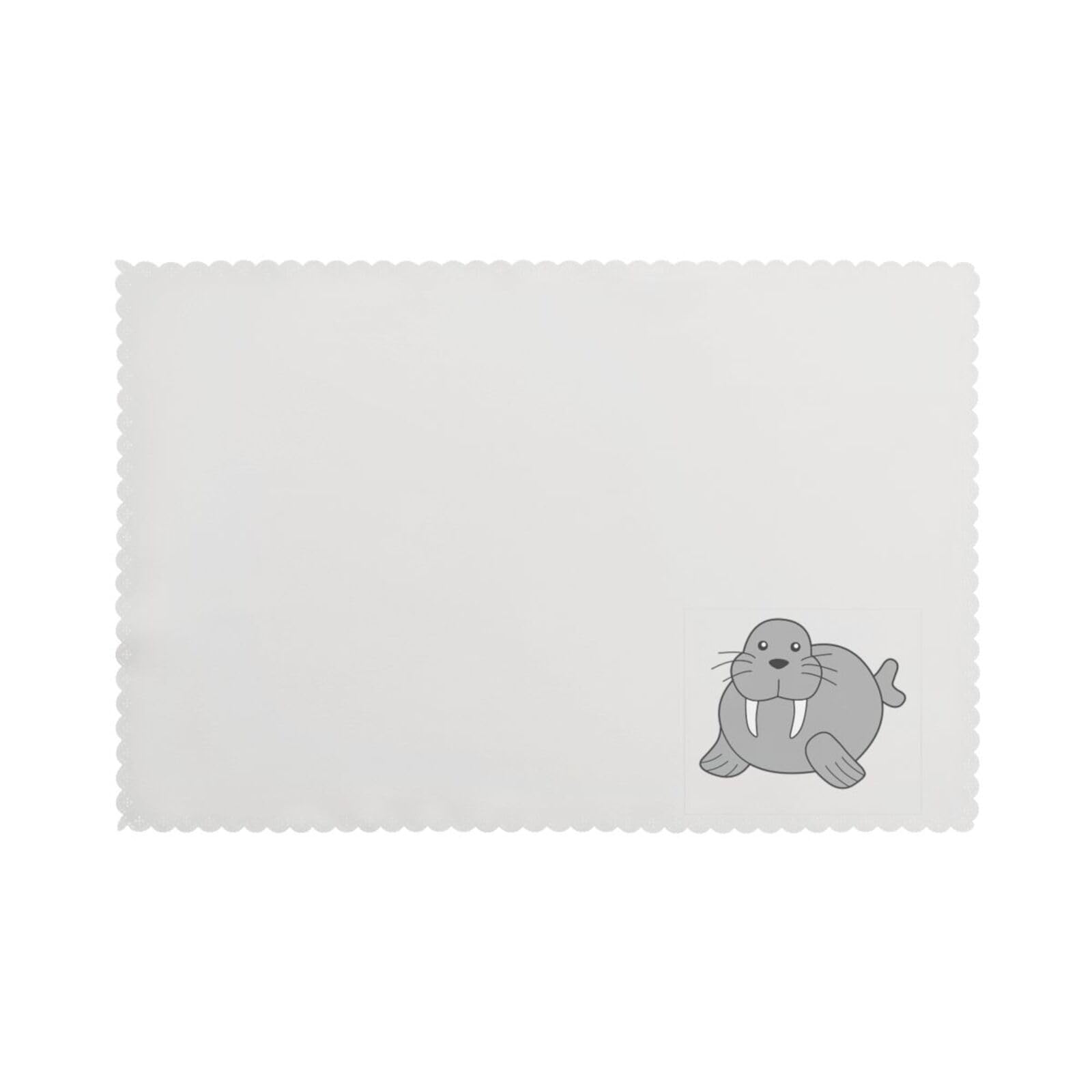 Walrus Print Placemats for Dining Table Set of 6 12x18 Inch Table Mats for Party Kitchen Dining.