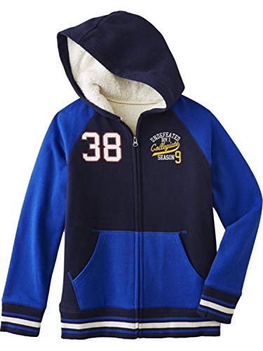 Roebuck & Co. Boys Blue Undefeated Sports Sherpa Line Zip Front Hoodie Sweatshirt Jacket