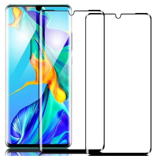 Three-Tree Schutzfolie für Panzerglas für Huawei P30 Pro/New Edition 2020 Fingerabdruck-ID Unterstützen 2 Stück 9H Glas Displayschutz 3D Gebogen Folie Kompatibel mit Handyhülle für Huawei P30 Pro