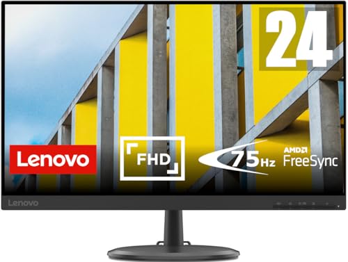 Lenovo D24-20 - Monitor Gaming 24' FullHD 1080i (VA, 75 Hz, 4 ms, HDMI, VGA, FreeSync), ajuste de inclinación - negro
