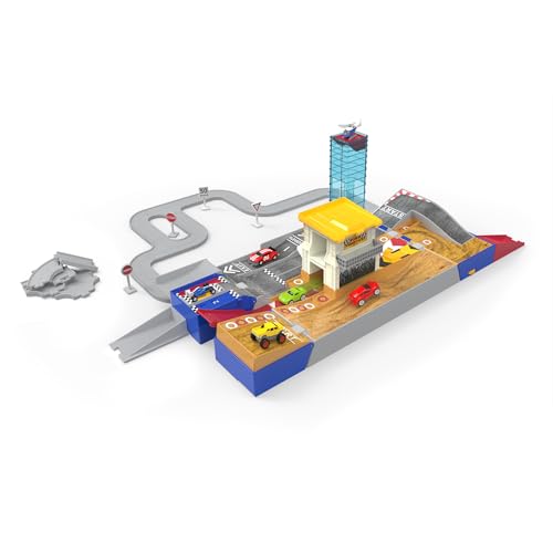 Driven by Battat – 84-Piece Collapsible Racetrack Playset with 6 Mini Cars – Includes Race Car, Monster Truck & Connectible Track Accessories – Toy for Boys & Girls Ages 3+
