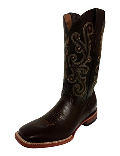 Ferrini Men's French Calf Chocolate Cowboy Boot Square Toe Chocolate 13 D