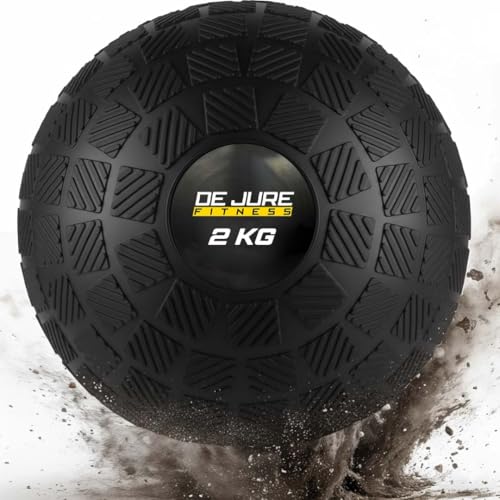 Image of DE JURE FITNESS Slam Ball 2 KG for Strength Training & Crossfit - No Bounce Weighted Workout Ball for Core & Power - Textured Grip Heavy Duty Medicine Ball for Home Gym Exercise & Conditioning - 2 KG