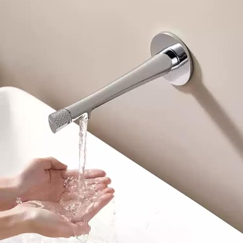 Mitigeur de lavabo mural or rose MOCHAMIK à 1 trou, robinet eau chaude et froide