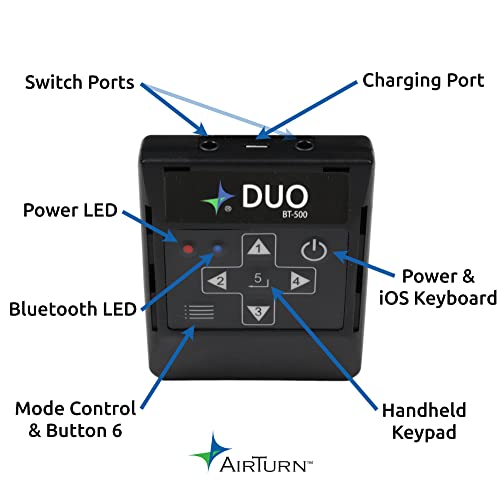 Airturn ATDUO500 Duo500 Silent Bluetooth Pedal Page Turner Teleprompt Live Stream App Controller thumb #4