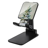 Jubonexis Handy-Ständer, Weihnachtsbaum, Tannenbaum mit Lichtern im Schnee, faltbar, verstellbar, für den Schreibtisch