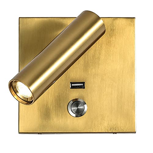 Amplia de Pared con Puerto de Carga USB de 5V 2.1A y lámparas de Lectura de Cama de Interruptor LED LED Rotatable Inter -Square Lights Lights para Pinturas Accesorio de lámparas de Pared del