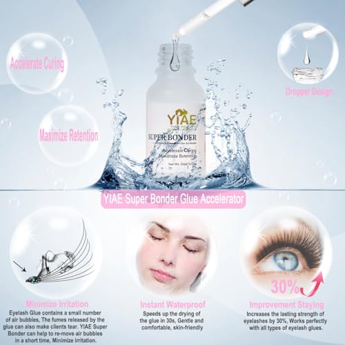 YIAE Lash Bond and Seal Accelerator Kit, Super Lash Bonder for Eyelash Extensions Glue Accelerator & Glue Primer, Maximise Lash Extension Glue Strength, Longer Retention, Reduce Whitening (15+15ml) - Image 3