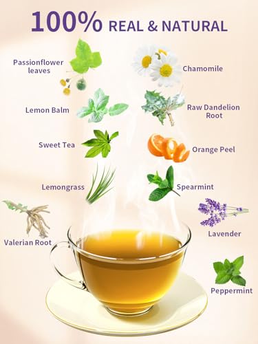 Image of TeeLux Chamomile Passionflower Tea Bags, Smooth & Soothing Taste, 50 Count | Caffeine Free Herbal Blend with Lemon Balm, Spearmint, Valerian Root & Lavender, Floral Aroma, Gluten Free, Hot or Iced