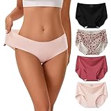 INNERSY Seamless Underwear for Women Soft No Show Invisible Hipster Panties 4-Pack(Medium, Velvet Whisper)