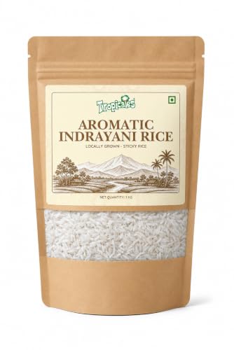 Image of Tropicales Aromatic Indrayani Rice 1 KG | Premium Sticky Rice | Origin Maharashtra | Traditional, Rich & Aromatic | Medium Grain | Authetic & Tasty - 1 KG