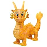 Mignon et exquis: cette peluche de dragon chinois est un jouet mignon et exquis, parfait pour célébrer le Nouvel An chinois..Le design réaliste des cornes, de la queue et des moustaches du dragon, combinés à son expression adorable et à des modèles de nuages ​​de bon augure brodés, en fait un ajout festif et joyeux à votre célébration du Nouvel An.