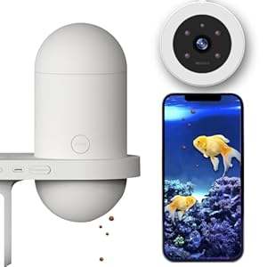 Smart Automatic Fish Feeder, APP Control Plan Automatic Fish Feedereeder for Aquarium, Visual Fish Feeder Automatic Dispenser, 2 Food Outlets 1 Sensor, 2K Camera