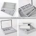 VIEFIN Jewelry Organizer Jewelry Box, Earring Organizer Ring Bracelet Holder Travel Jewelry Case, Velvet Stackable Necklace Dishes Display Trays Closet Storage- 3 in 1, Clear Lid, Grey
