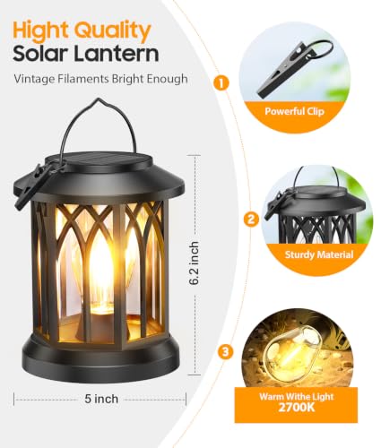 TuyLuxe 2 Pack Solar Hanging Lanterns Outdoor Waterproof - image 4