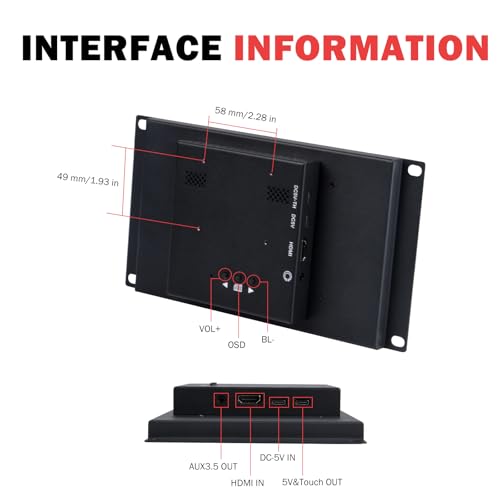 Image of GeeekPi 9 inch 1280x720 LCD Touch Screen 3U Rack Mount Monitor for DeskPi RackMate T0 /T1 /T2 /T0 Plus /T1 Plus /TL1 Server Cabinet and 10 inch Mini Server Rack