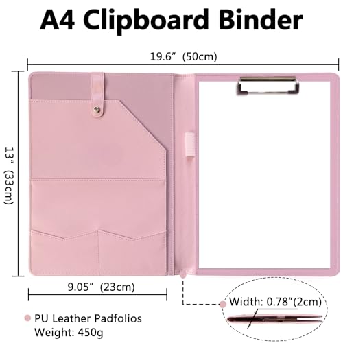 portfolio folder padfolio with a4 clipboard pu leather portfolio clipboard business binder writing clip board organizer for legal documents business card men women pink