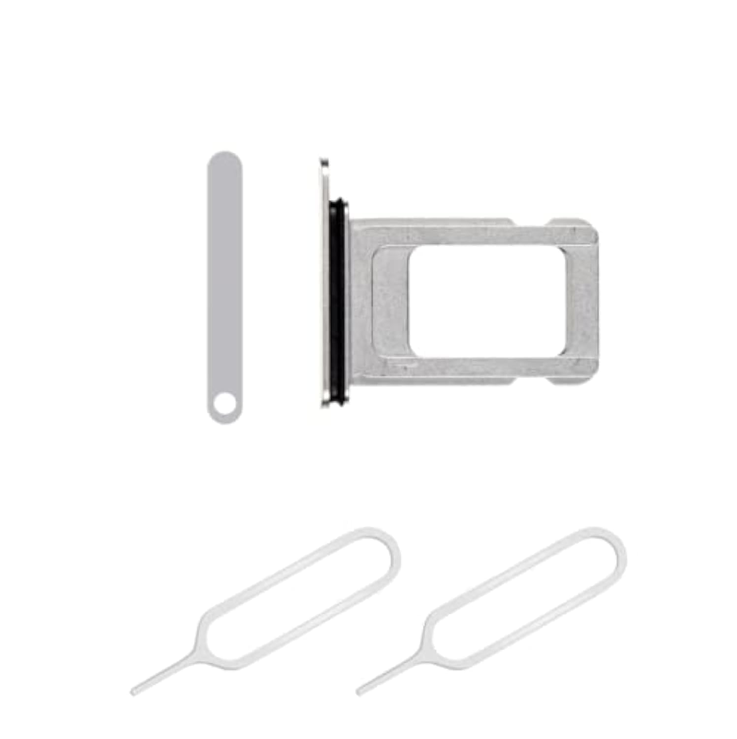 THE TECH DOCTOR Replacement Single Sim Tray Card Slot for iPhone with 2x Sim Pin Open Ejector Tool (iPhone 11 Pro/Max, Silver)