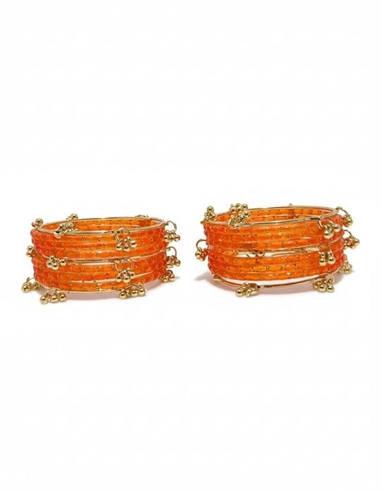 Image of Kashmiri Ghangharoo Glass Bangle Set for Women| Light Weight Bangles | Traditional Transparent Fancy Glass Chudi Set for Wedding, Party(Set Of 18)