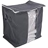 Clothes Storage Bag Organizer 67L, Charcoal Collapsible Bins with Clear Window, Blanket Clothing Storage for Home, Grey