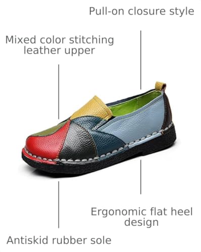 Image of Trsorini Women Leather Loafers Slip-on Casual Flat Shoes