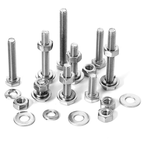 Sprite Science 1/4-HEX-KIT 280Pcs 1/4-20 Hex Bolts Screws Hex Nuts Flat Washers Lock Washer Kit, Stainless Steel 304 thumb #1