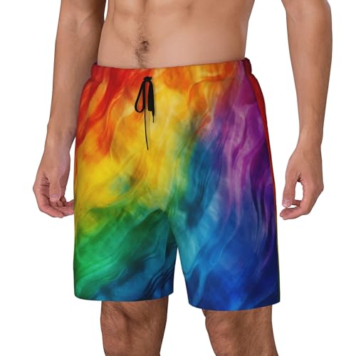 Mens Gay Pride LGBT Rainbow Printed Swim Trunks with Compression Liner Quick Dry 2 in 1 Board Shorts with Pockets2