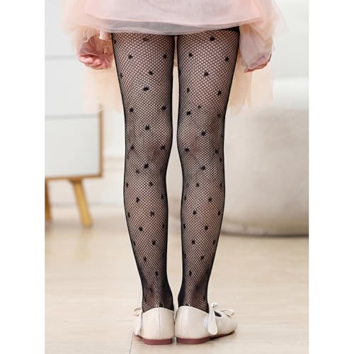 Image of Zando Girls Lace Tights Heart Butterfly Rose Patterned Fishnet Stockings for Toddler Girl Hollow Pantyhose 1T-12 Years