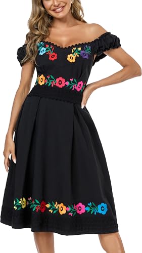 Women's Mexican Dress Embroidered Causal Lace Party Dress4