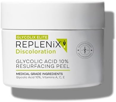 Replenix Glycolic Acid 10% Resurfacing Skin Peel, Medical-Grade Facial Peeling Pads for Discoloration & Acne (60 ct.)