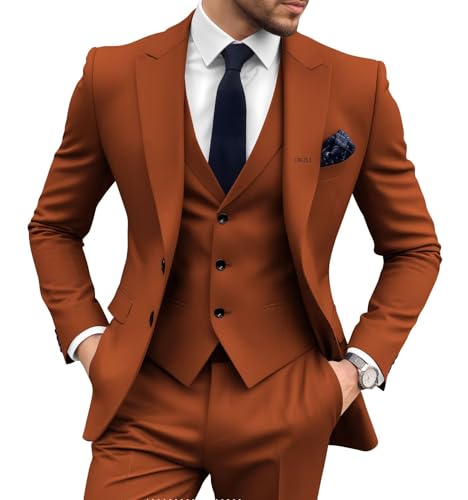 Suits for Men 3 Piece Slim Fit Prom Mens Suit 2 Button Solid Business Party Set Groomsmen Homecoming Suit Jacket Vest Pants