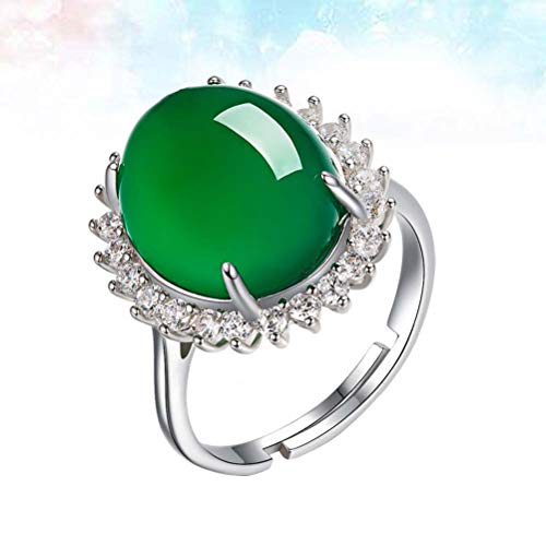 Amosfun 1 pc anel de ágata verde aberto mais fino anel joias presente de casamento de noivado para m