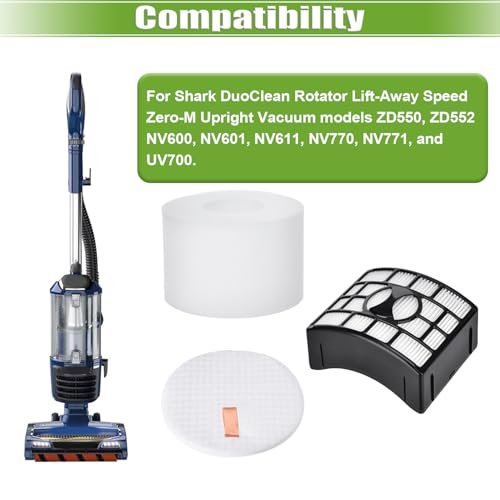 Image of for Shark UV700 Filter Replacement DuoClean Rotator Lift Away Upright Vacuum ZD550 ZD552 NV611 NV600 NV601 NV770 NV771, 2 HEPA Filters + 4 Foam & 4 Felt Filters, Replace Parts XFF600, XHF600
