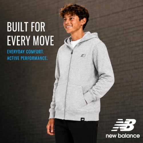 Image of New Balance Boys Zip Up Warm Fleece Hoodie Sweatshirt, Activewear 8-20