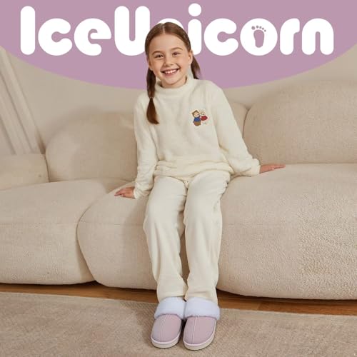 Image of IceUnicorn Kids Slippers Girls Boys Fuzzy House Shoes Bedroom Slides