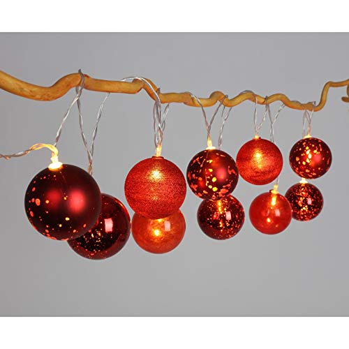 Preisvergleich Produktbild BURI LED Weihnachtskugel Lichterkette Weihnachtsdekoration Weihnachtsbeleuchtung, Farbe:rot