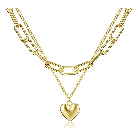 Layered Gold Necklaces for Women, Gold Coin Medallion Medal Chain Layering Necklace, Cubic Zirconia Cover