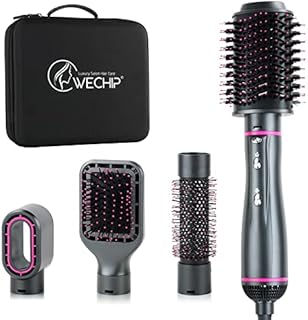 [4 in 1]WeChip Hair Dryer Brush, Hot Air Brush for Drying, volumizing, straightening, Curling[Ceramic Coating][Negative Ion] Hot Air Styling Brush Reduce frizz Anti-Static,Suitable for All Hair Types
